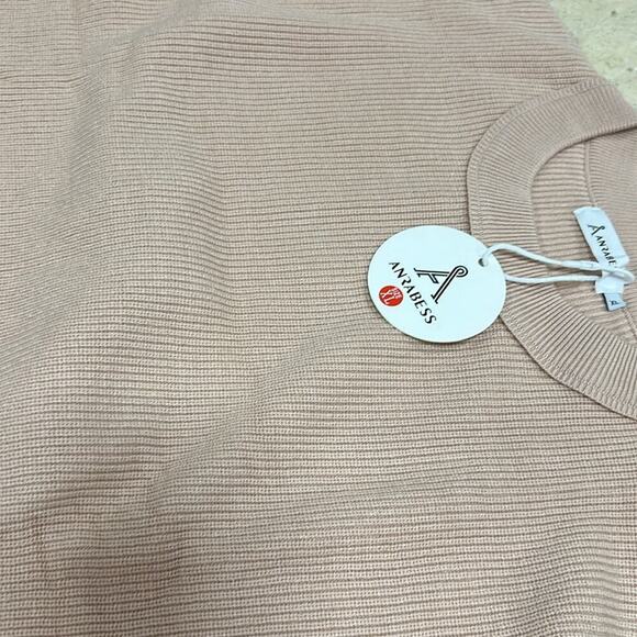 CREWNECK BATWING SLEEVE OVERSIZED SIDE SLIT RIBBED KNIT PULLOVER SWEATER Sz XL - Picture 5 of 5